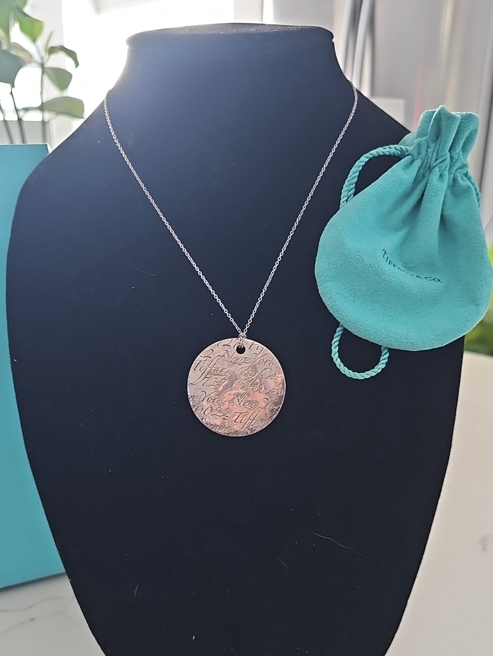 Tiffany & Co. Round Engraved Pendant Necklace in Silver